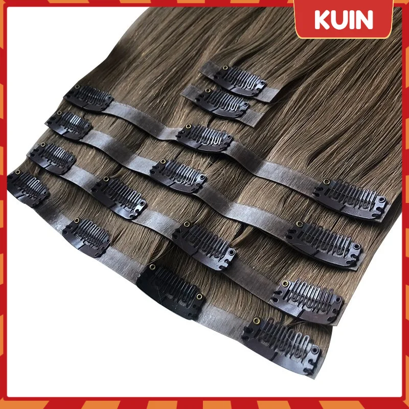 Clip dans les Extensions de cheveux en polyuréthane cheveux humains vierges crus Clips droits brésiliens en pleine tête 6 pièces/ensemble postiche naturelle 100g 120 g/ensemble