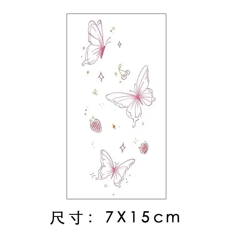 Butterfly Tattoos Set Waterproof Fake Tattoo for Woman Wrist Clavicle Y2K Temporary Tattoos Simple Cute Cherry Tattoo Stickers