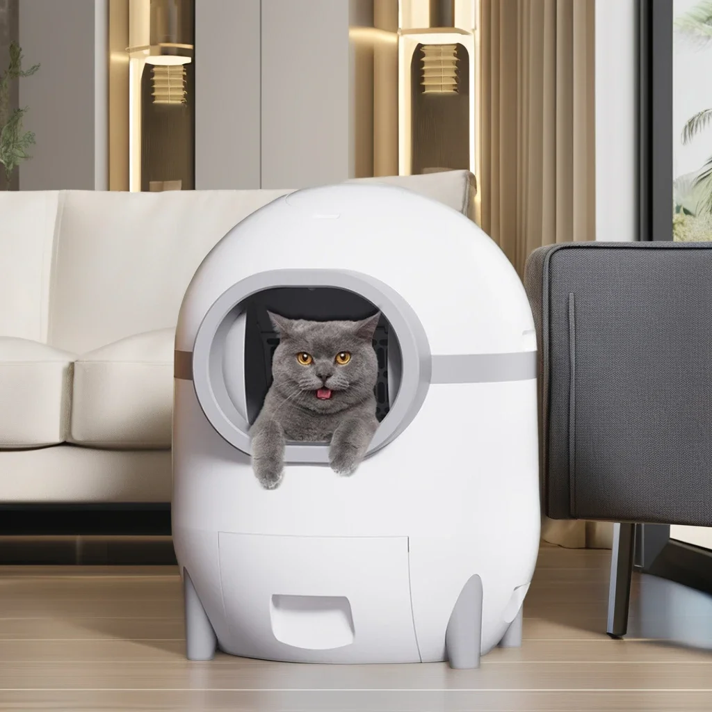 Automatic Plastic Cat Litter Box Smart Cat Toilet with High Absorption Conveniently Cleans Your Cat's Waste