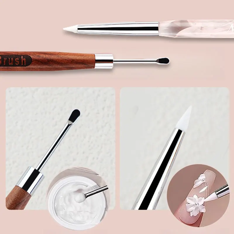 Espátula para escultura de doble extremo, bolígrafo tallado para decoración de uñas, punta de esmalte de Gel UV, pluma de pintura de flores tallada 3D, herramientas de manicura para escultura DIY