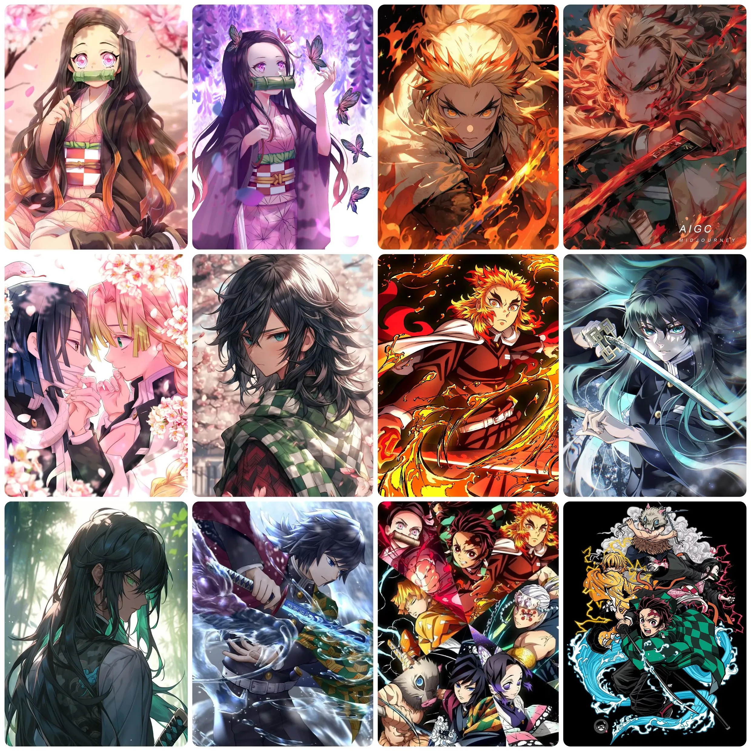 

Алмазная вышивка 5D Demon Slayer: Камадо Нэзуко, Ренгоку Кёджуро. Полная алмазная мозаика DIY. Декоративная картина.