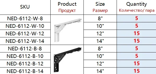 

80 pairs of shelf folding brackets