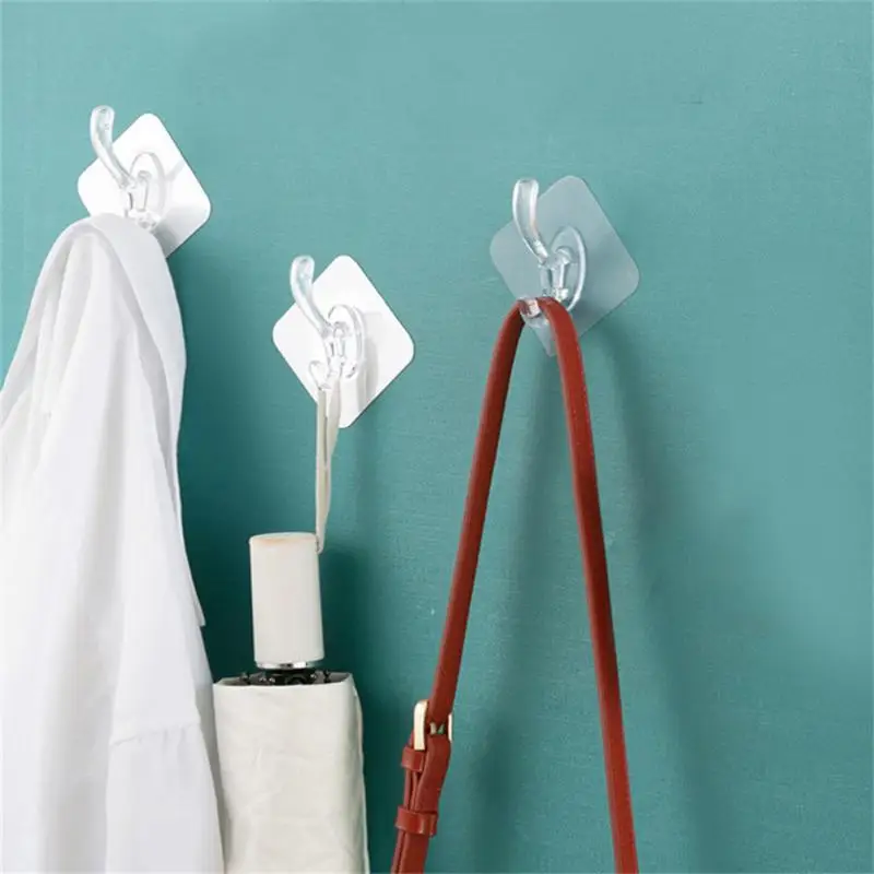 Wall Hooks Self Adhesive Adhesive Wall Hook Transparent Towel Hooks Load-bearing Hooks Household Storage Hook Kitchen Organizer