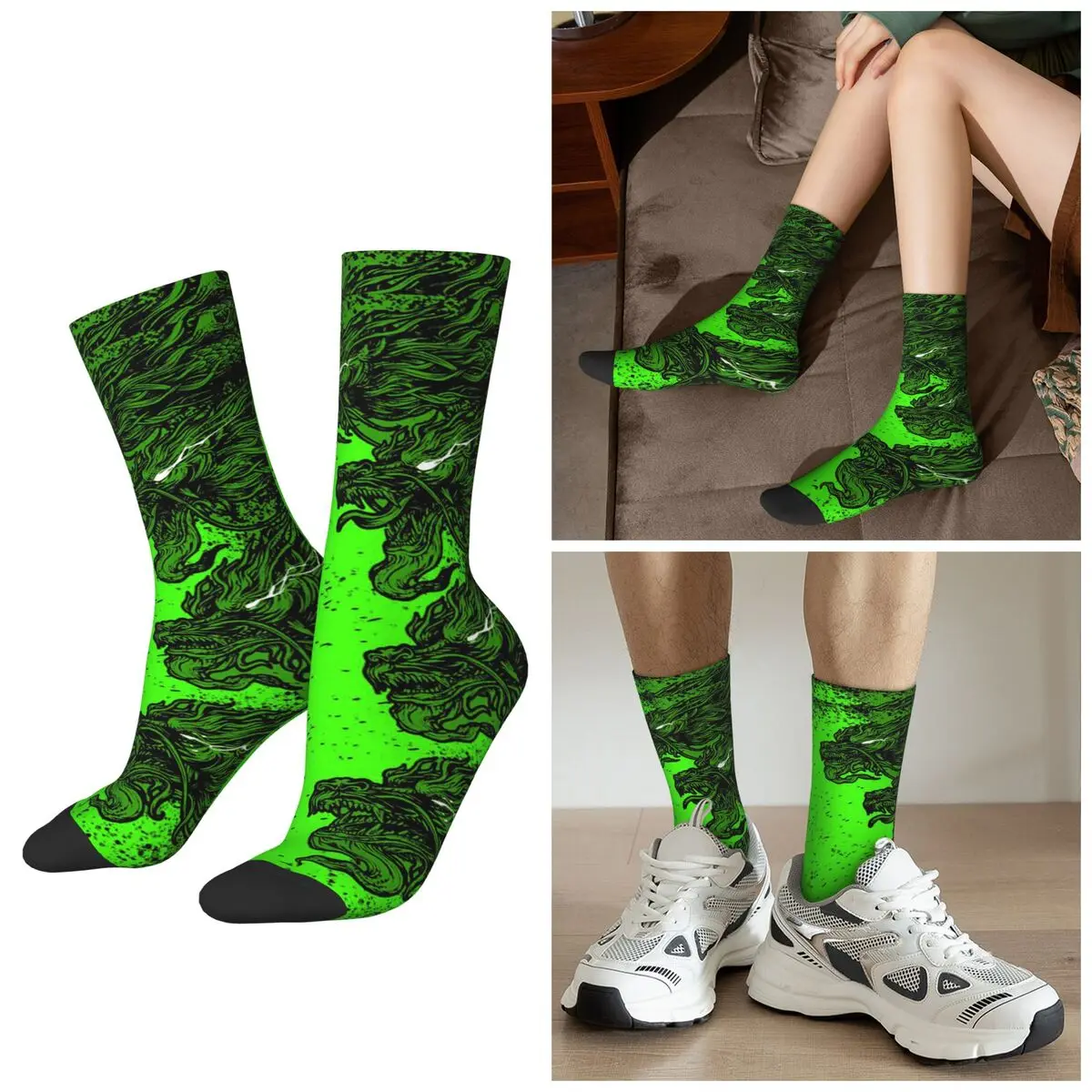 

All Seasons Dragon Totem Printed Socks Harajuku Sport Middle Tube Socks Casual Stockings for Men Women Christmas Gifts