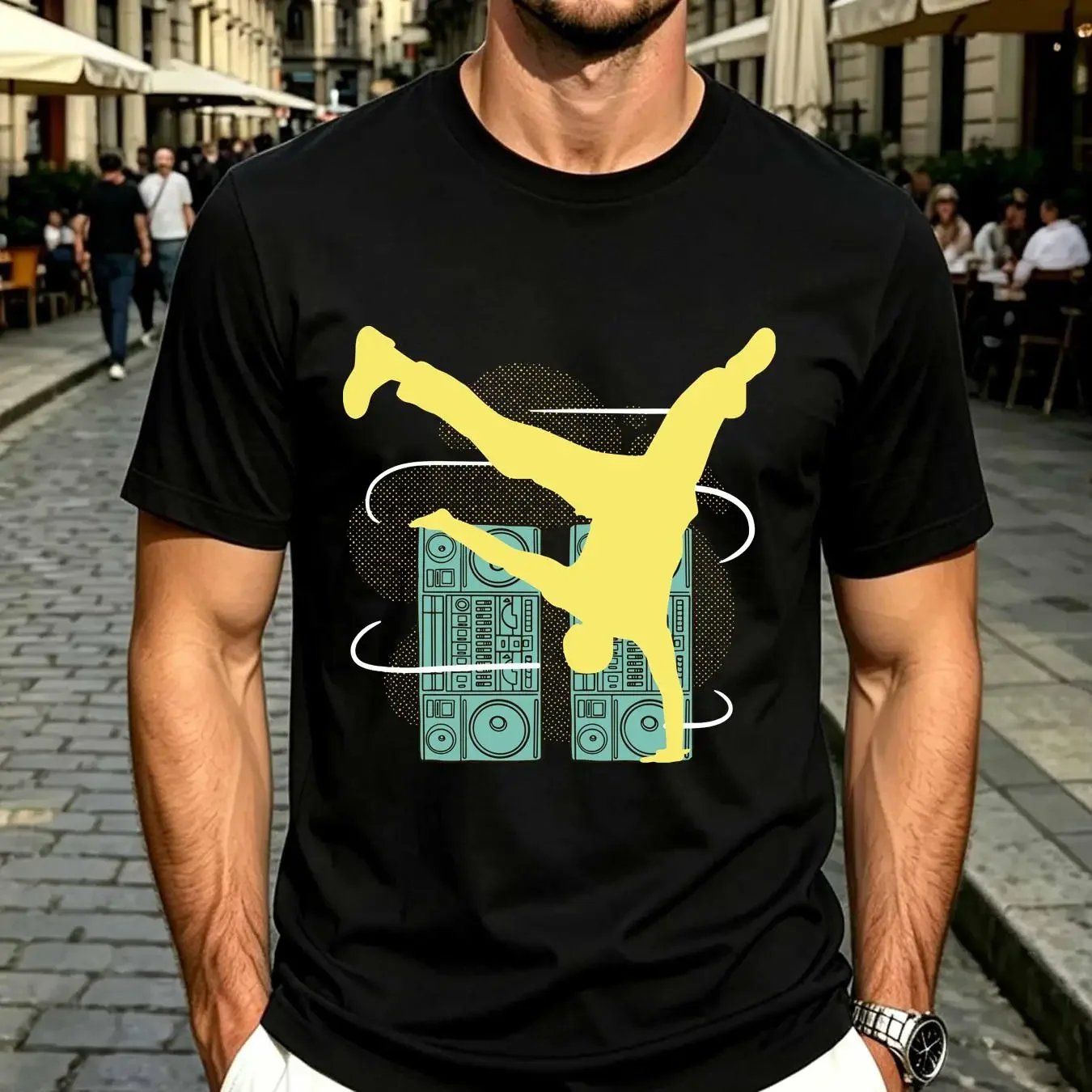 washed T Shirt Breakdancer Hip Hop Collaboration Backpack Large Capacity Cute Foldable 3d Printing vintage Washed streetwear
