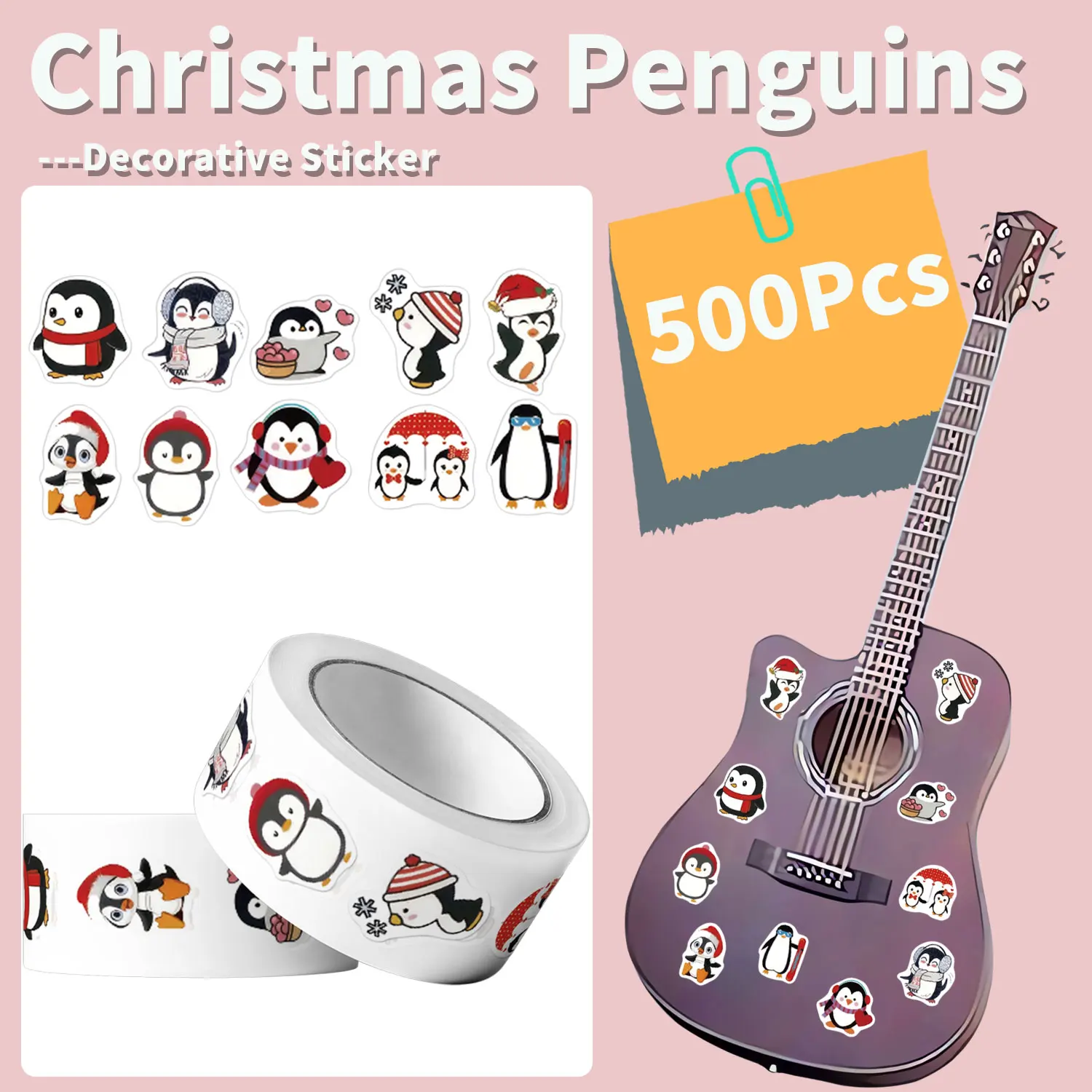 

500 шт. нерегулярные рождественские костюмы, милые наклейки с пингвинами, 2,5 см/1 дюйм, рулон DlY, украшение для рукоделия, этикетки для скрапбукинга, подарочная запечатка