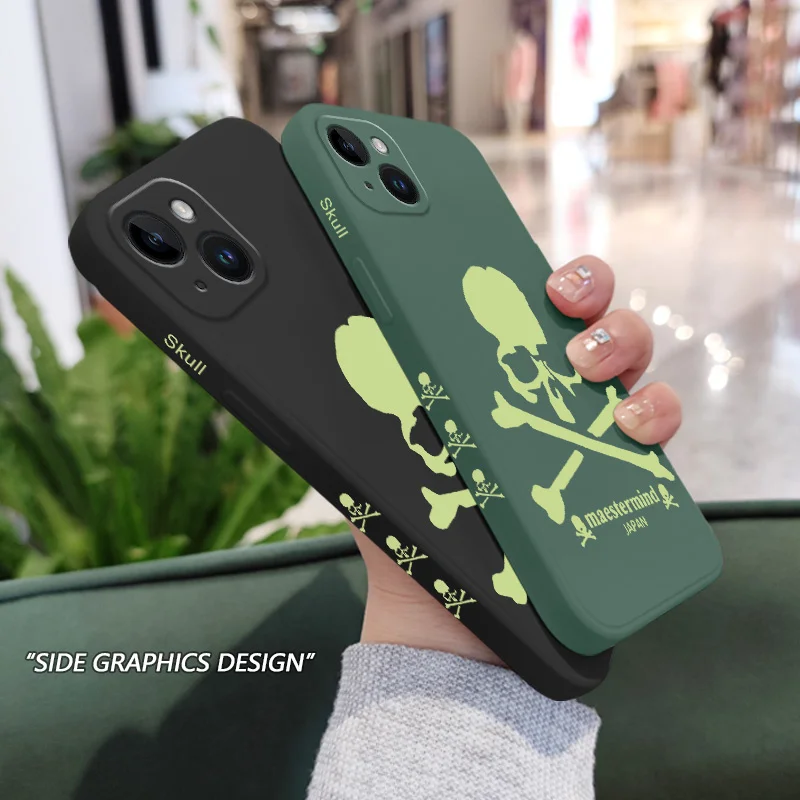 Fluorescent Skull Phone Case For iPhone 16 15 14 13 12 11 X XR XS SE2 SE2020 8 7 6 6S Plus Pro Max Mini Silicone Cover