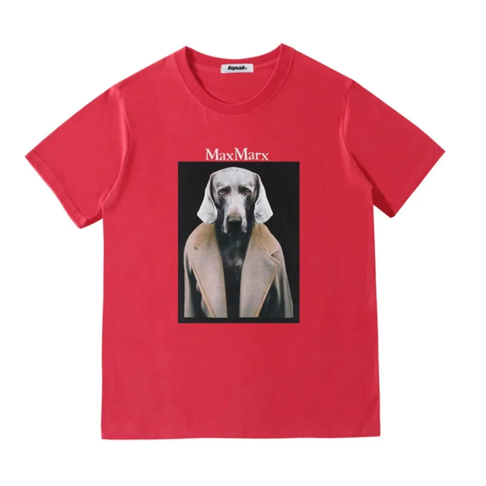 2024 gwiazda dopasowany strój Weimar Retriever Doghead detektyw z krótkim rękawem T-shirt z grafiką