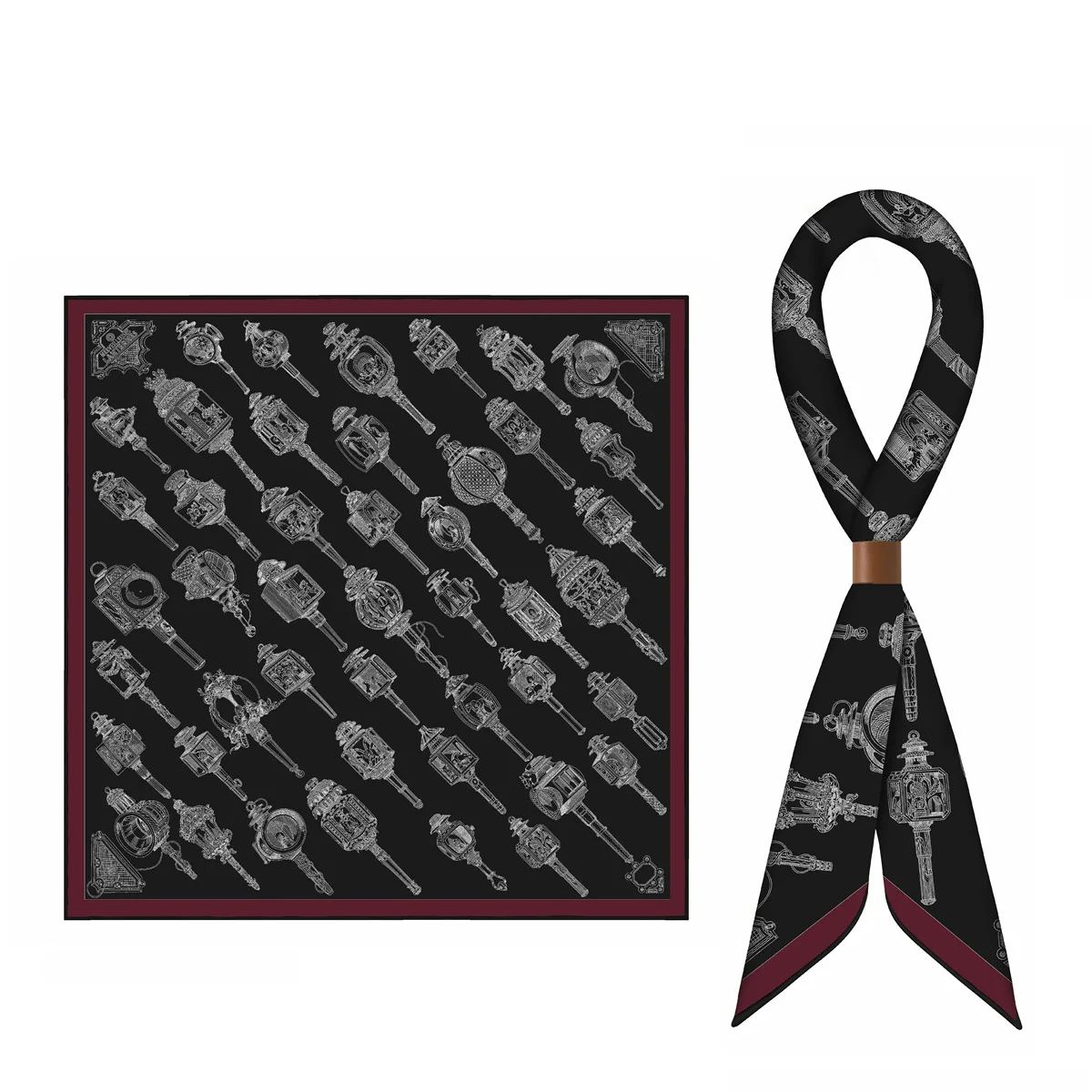 Black Luxury Designers Silk Cashmere Scarf 70CM Winter Square Shawls Mother Lover Gift Hand Rolled Bandanas 70CM view 3
