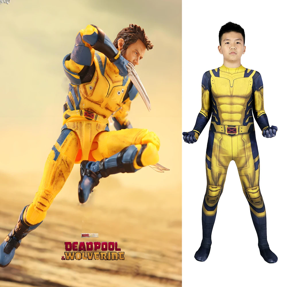 

Kids Deadpool 3 Cosplay Wolverine Logan Howlett Boys Costume 3D Printed Spandex Bodysuit Halloween Costume for 3-10yrs Chindren