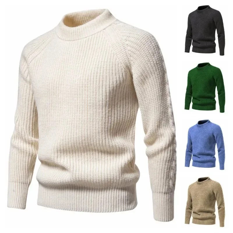 

Four Styles of Winter Men's Sweaters Multi-color Round Neck Slim Fit and Warm Knit Sweater Daily Casual Men's Clothing