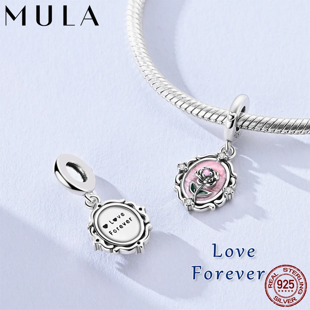 

Mula 925 Silver Charms Eternal Rose Pendant Fit Original Beads Bracelet Making for Women Jewelry Dangle Charm Diy