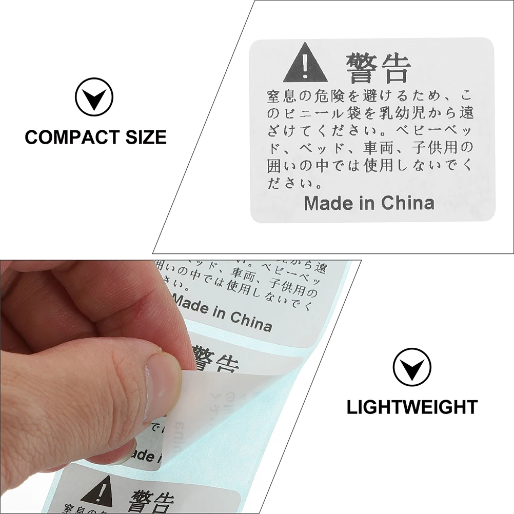 1 Roll Suffocation Warning Labels White Self-Adhesive Packing Stickers For Shipping Packaging Bags Anti-Suffocation Safety Signs