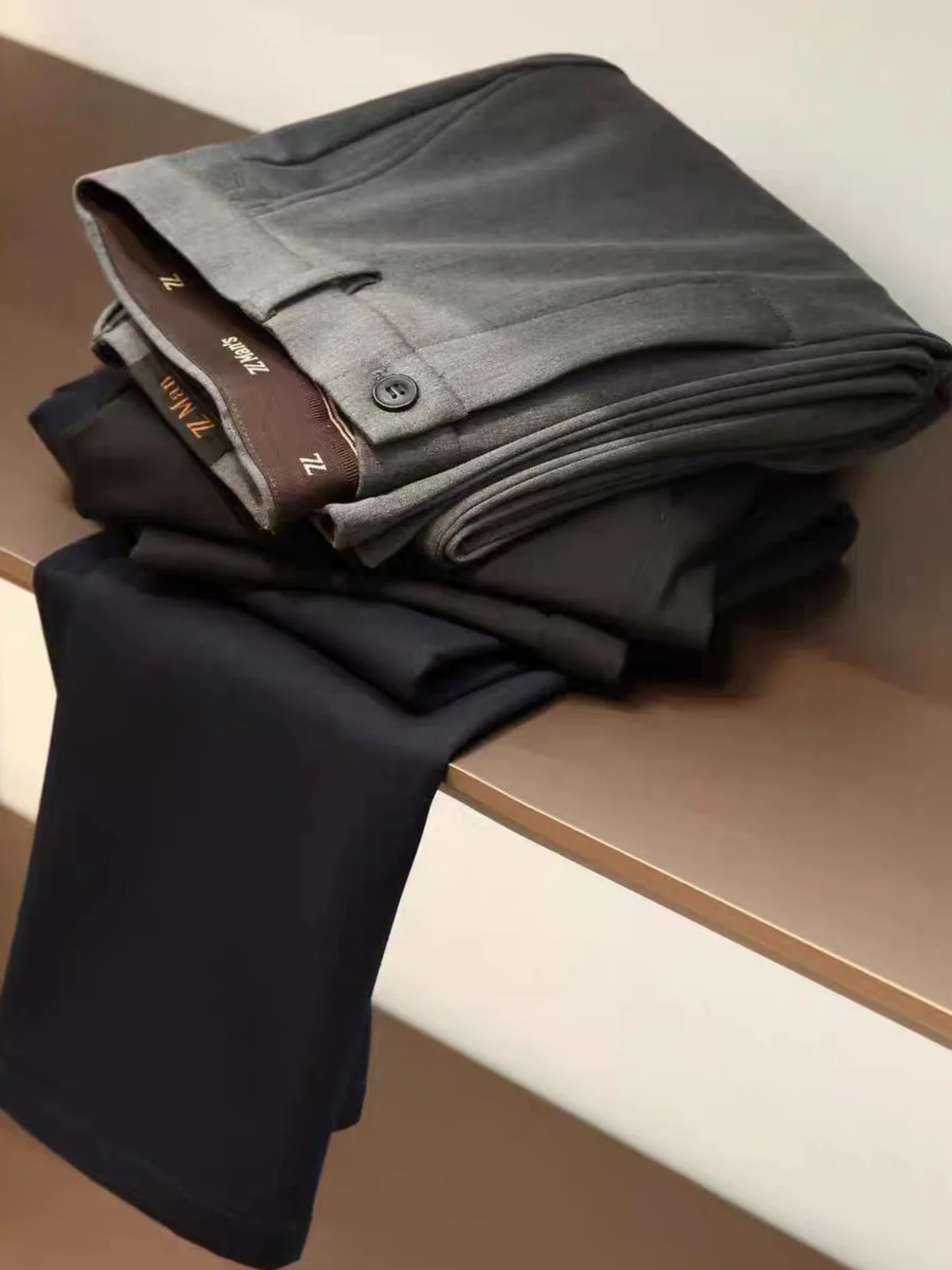 

Luxury Italian Sle Men's Casual Pants Self-Heating 3D down Fabric Busin Leisure Long Trousers Small Western Pants