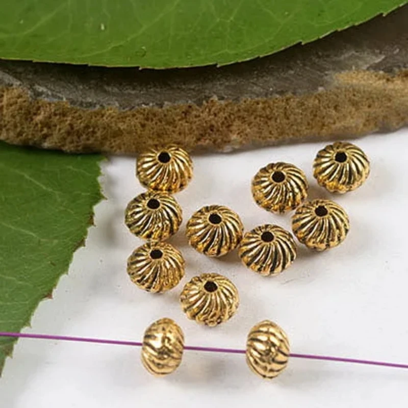 

50pcs 6*5mm Dark Gold-tone Spiral Round Spacer Beads H2139 Beads for Jewelry Making