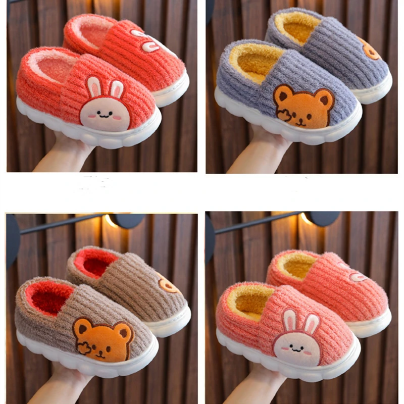 

Kids Cotton Slippers Anti-skid Winter Warm Home Shoe Indoor Slipper For Girls and Boys Cartoon Rabbit Slipper Children Shoes