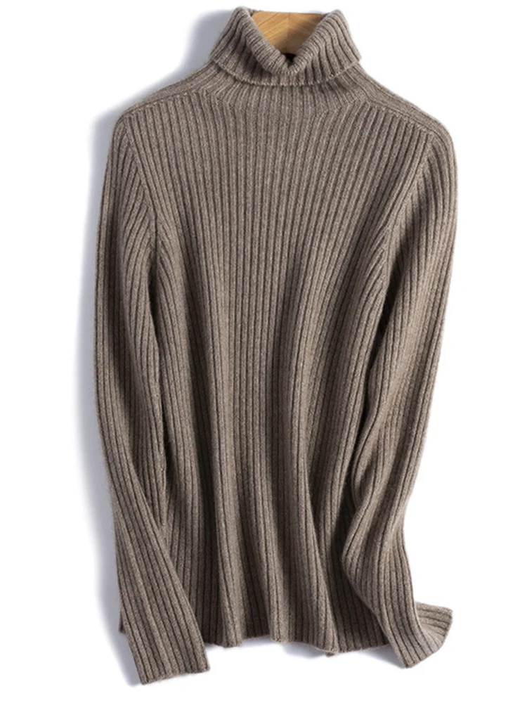 Birdtree 100% Cashmere Pullover collo alto addensato semplice solido morbido confortevole caldo pendolare maglione lavorato a maglia autunno inverno