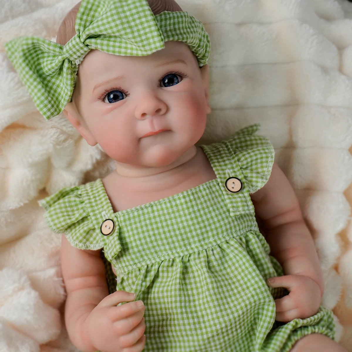

JOYORA 50CM Realistic Rebirth Doll Fashion Green Grid Set Baby Doll 3D Hand Drawn Skin Cute Children'S Playmate Holiday Gift