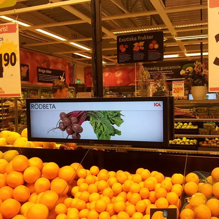 WB3802A Pemutar Iklan Digital Signage Rak Tepi Supermarket Rak Ultra Lebar Lcd Tampilan Video Bar Membentang