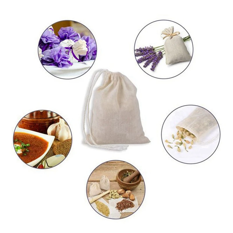 150 Pieces Drawstring Cotton Bags Muslin Bags,Tea Brew Bags (4 X 3 Inches)