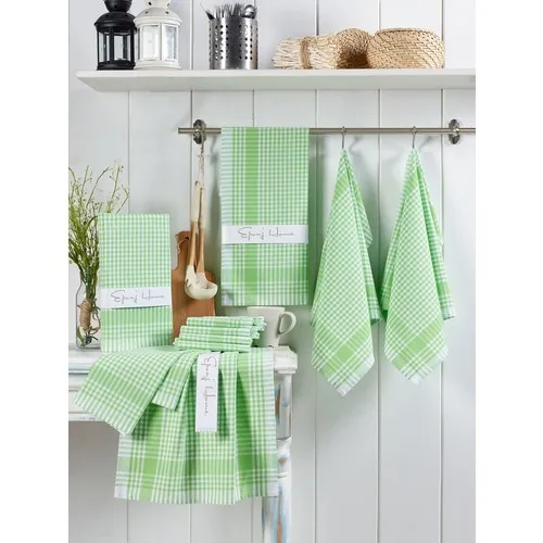 Eponj Home 10'lu Drying and Kitchen Napkins 45x65 cm Gingham Pistachio green