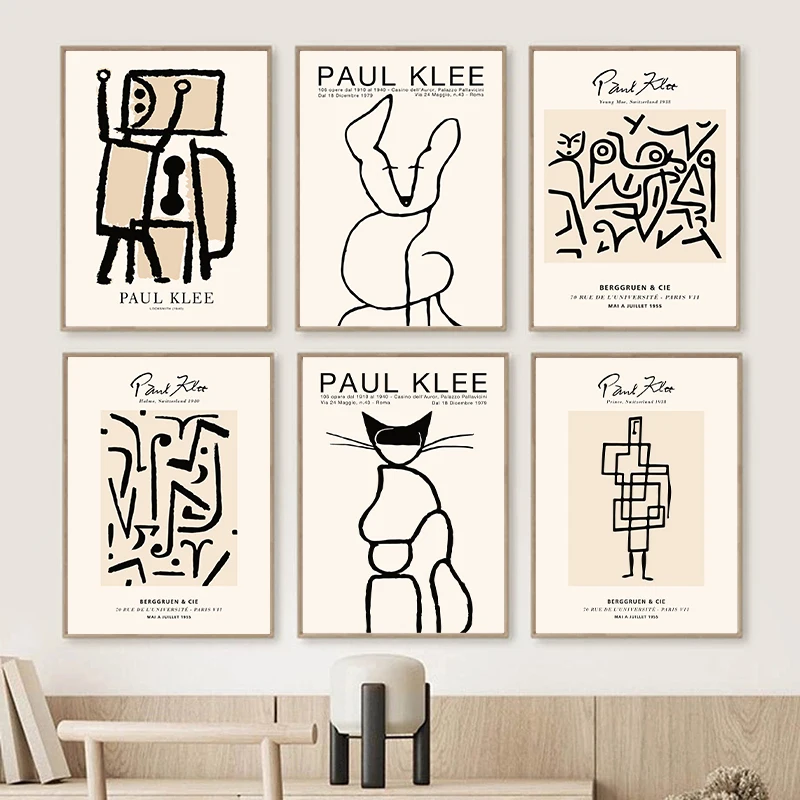 Homage to Paul Klee Line Art Museum Exhibition Poster Canvas Painting Abstract Wall Art For Modern Living Room Home Decor