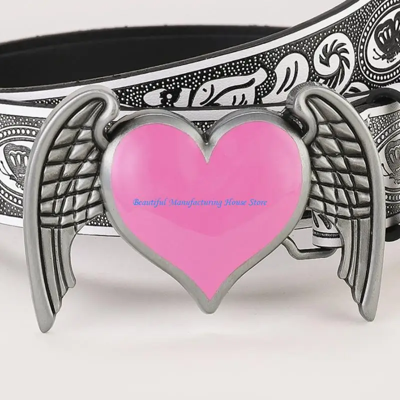 E56A حزام فريد من نوعه للمراهقين بإبزيم على شكل قلب وحزام خصر قابل للتعديل ملفت للنظر #3