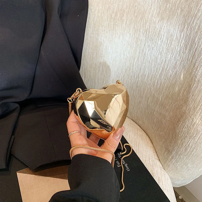 

Женская мини-сумка для губной помады, золотая мини-сумка для ювелирных изделий, модная сумка для ужина в форме любви