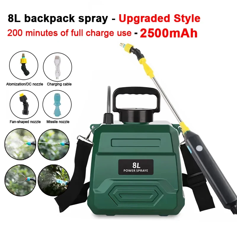 8L High-Pressure Agricultural Sprayer Lithium Battery Backpack Pesticide Sprayer New Disinfection Irrigation Electric Sprayer