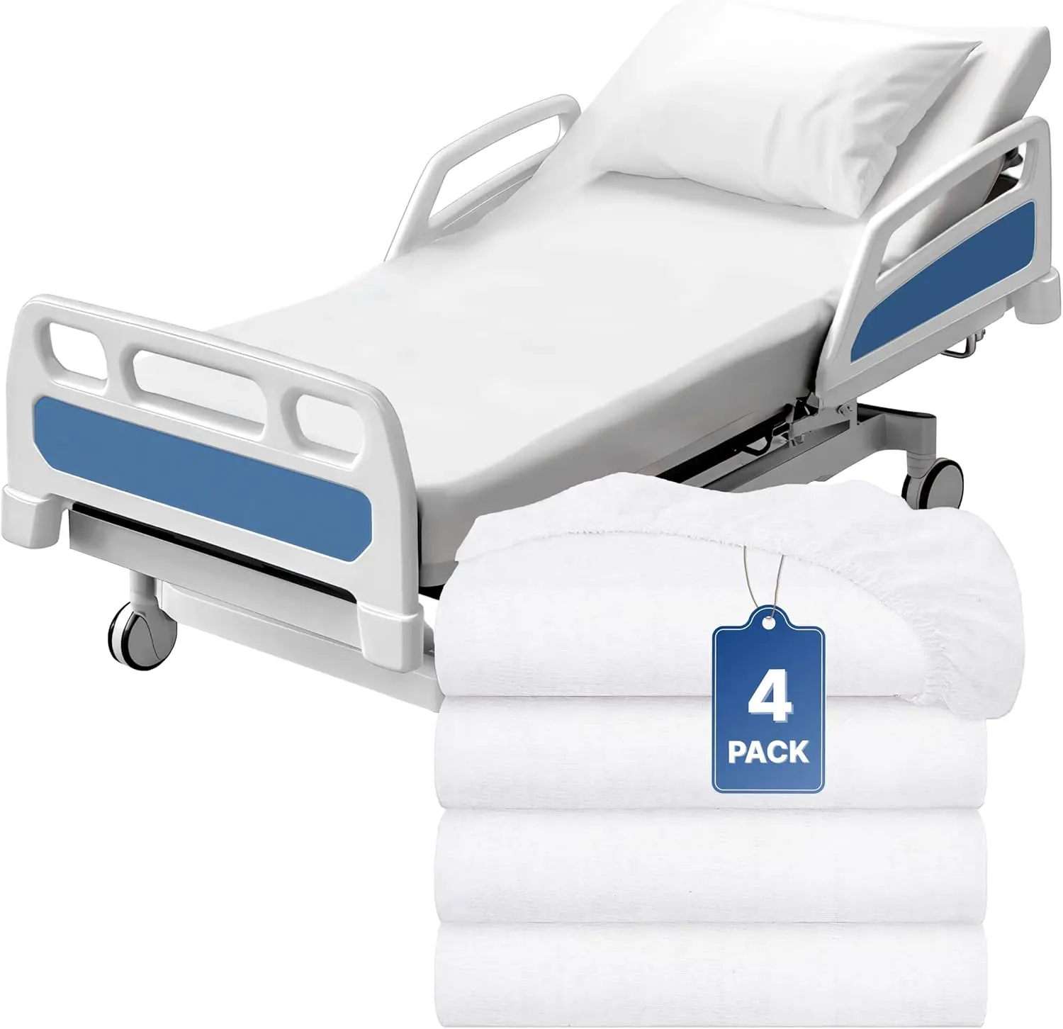 

Fitted Hospital Bed Sheets Set, Soft Jersey Knitted T-Shirt Quality [4 Pack]