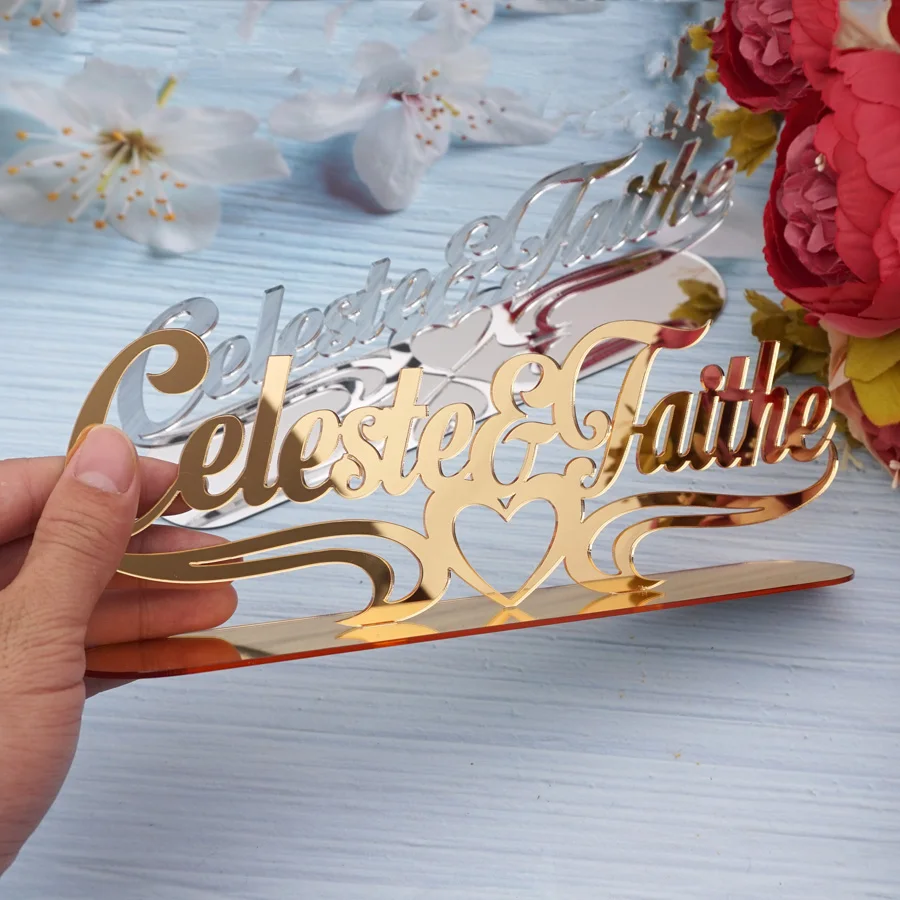 Custom Wedding Name Signs Centrepieces Mirror Standing Tag Table Decor Personalized Party Tableshow Favors Gift