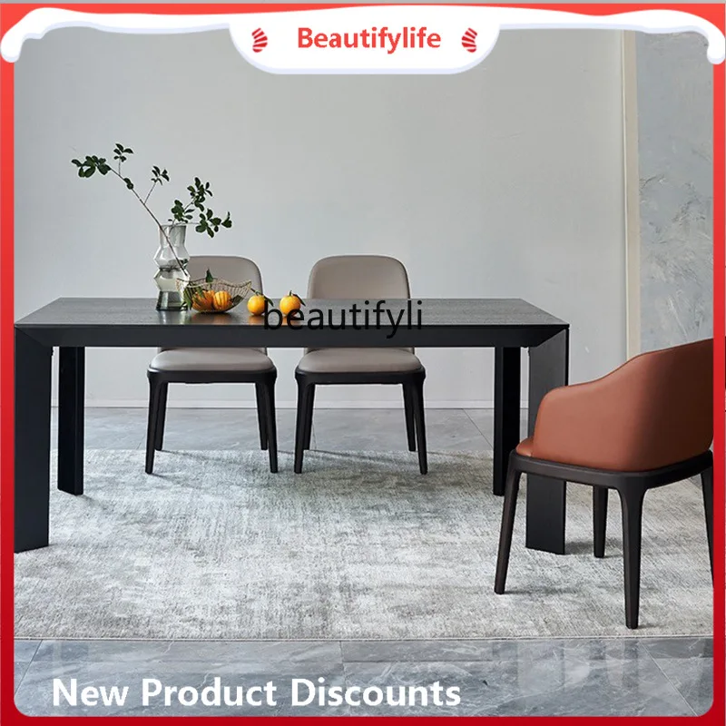 

Обеденный стол из цельного дерева в скандинавском стиле, современный простой домашний обеденный стол из белого ясеня, черный прямоугольный верстак 1089