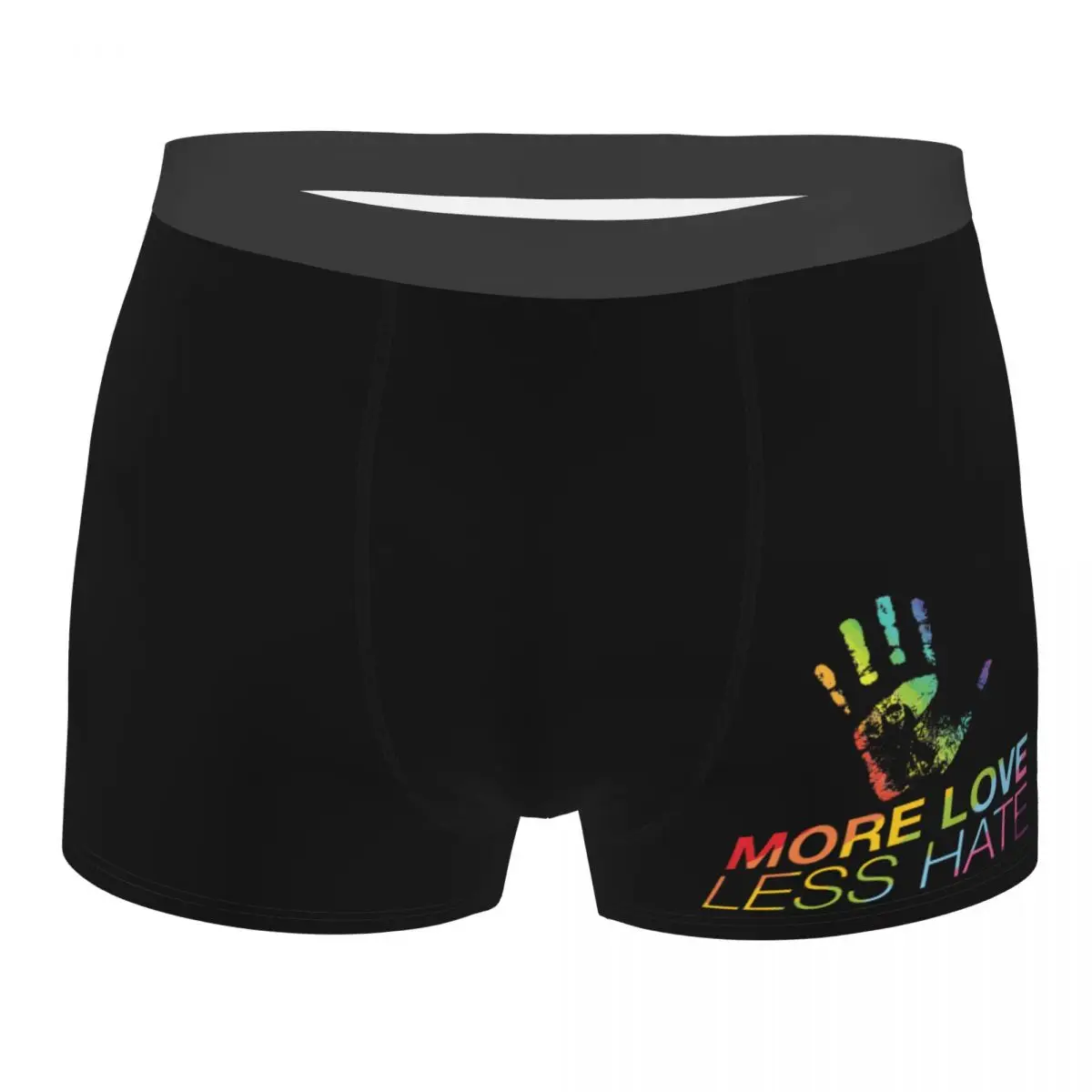 

Men More Love Less Hate Underwear Gay Pride LGBT Funny Boxer Shorts Panties Male Breathable Underpants