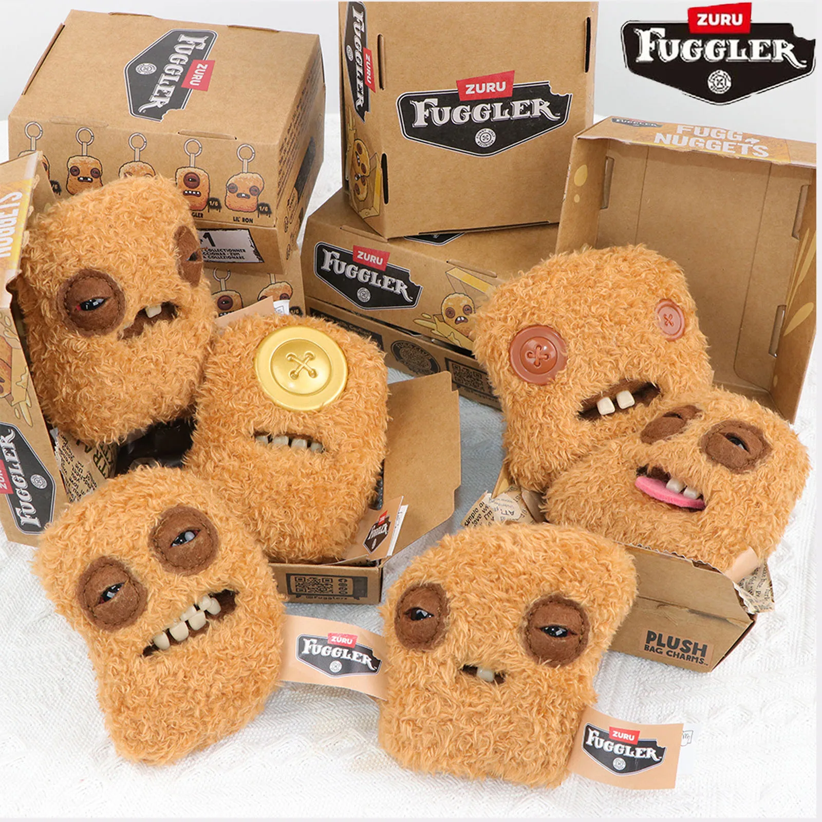 Original Fuggler Fugg Nuggets Series Peluches, Porte-clés, Breloques de sac, Pendentifs de sac, Décorations pour sacs à dos, Monstres aux dents moches 11CM