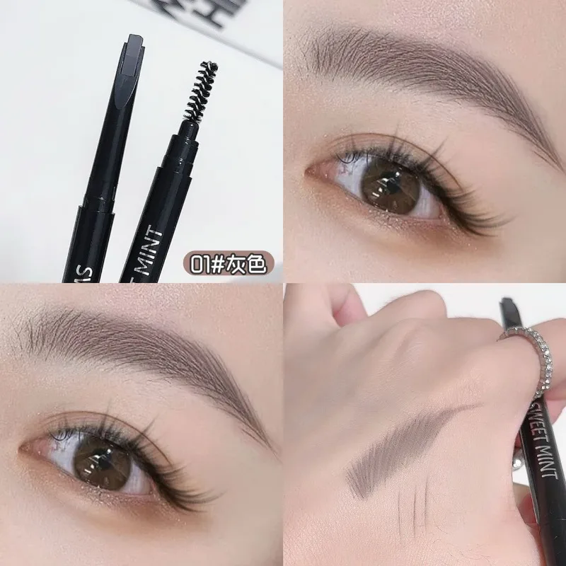 Matita cosmetica per sopracciglia naturale a doppia testa a 4 colori 2 in 1 Penna per sopracciglia facile da usare a lunga durata impermeabile con pennello per sopracciglia