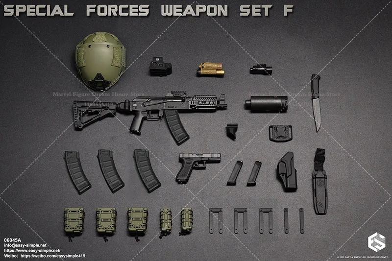 EASY&SIMPLE 06045 Mini-Zubehör im Maßstab 1:6, Spielzeugpistolen, kann nicht schießen, Puppendekoration für 12-Zoll-Actionfiguren-Soldat-Szenen-Requisiten