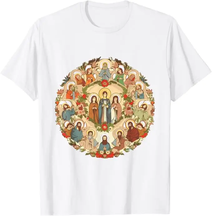 جميع القديسين يوم الهدايا الكاثوليكية الروح القدس تي شيرت الرجال النساء موضة خمر الفكاهة تي شيرتات قصيرة الاكمام بلايز الجرافيك تي شيرت