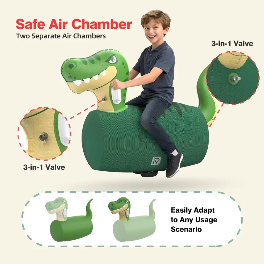 ของเล่นไดโนเสาร์เป่าลมแบบกระโดด 2 ชิ้น พร้อมปั๊มลม ของเล่นสัตว์กระโดดขนาดใหญ่สำหรับเล่นกลางแจ้ง รับน้ำหนักได้ 220 ปอนด์