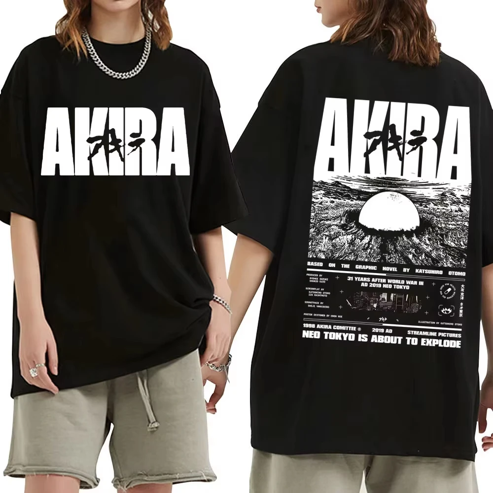 T-shirt graphique japonais de science-fiction, dessin animé, film, Anime Akira Shotaro Kaneda, pour hommes et femmes, mode Vintage, surdimensionné
