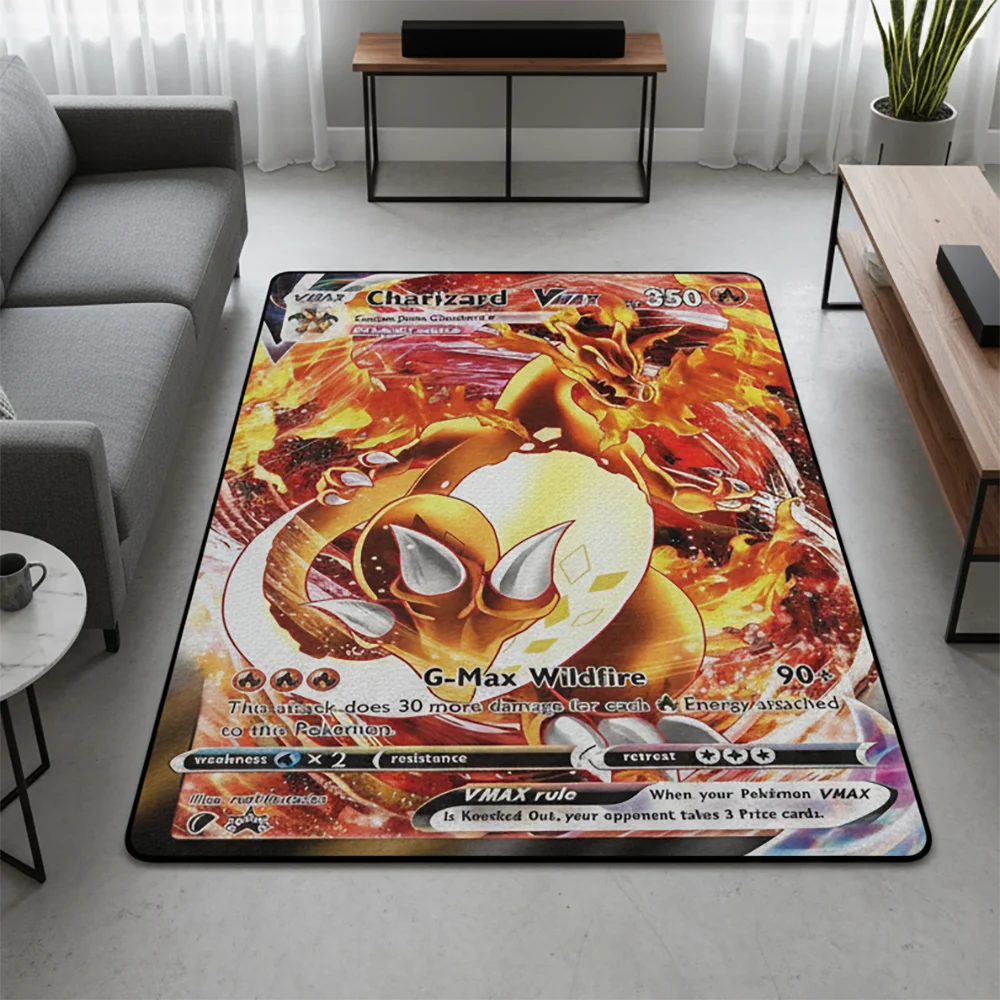 Alfombra de Anime Pokémon, diseño colorido, alfombra Gengar Charizard VMAX TCG, alfombrilla para mascotas, alfombrilla suave, manta decorativa suave, alfombrilla de juego