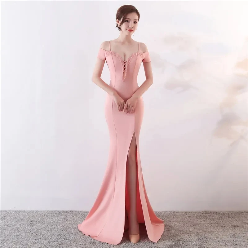 

It's Yiiya Black Pink evening dress Floor-length short sleeve Elegant Boat neck long Porm dresses Fashion Formal Party gown C068