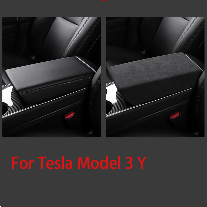 

For Tesla Model 3 Y Armrest Box Lid Cover Panel 100% Alcantara Sheath Shell Interiors Parts