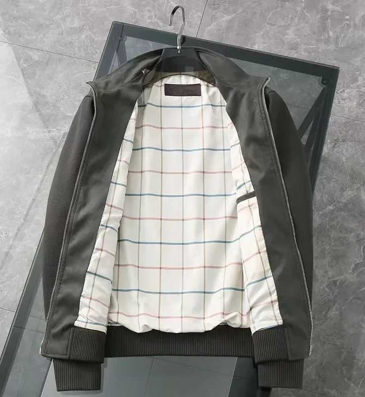 

LP suede splicing knitted stand-up collar casual jacket 25aw