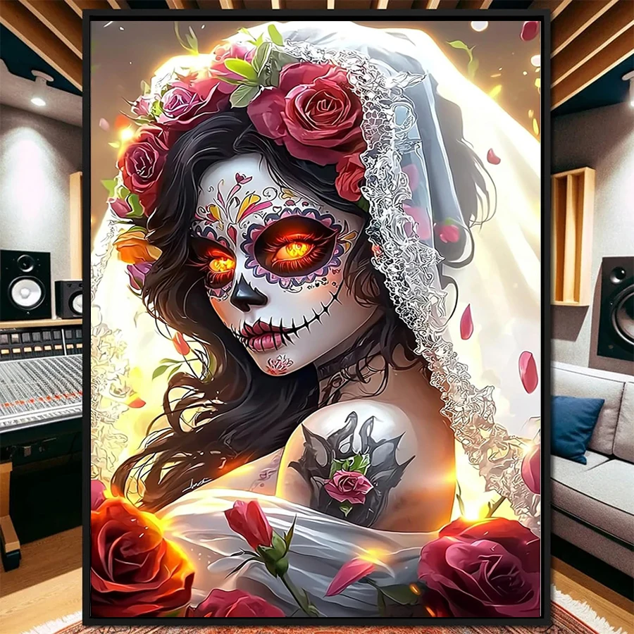 

Новый набор для алмазной вышивки 5D: Красивая девушка-скелет. Алмазная мозаика DIY для взрослых. Декор для дома, подарок.