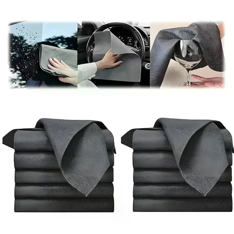 10 unids/set paño de limpieza grueso sin rastro sin marca de agua trapo de microfibra reutilizable toallas de limpieza rápida estropajo