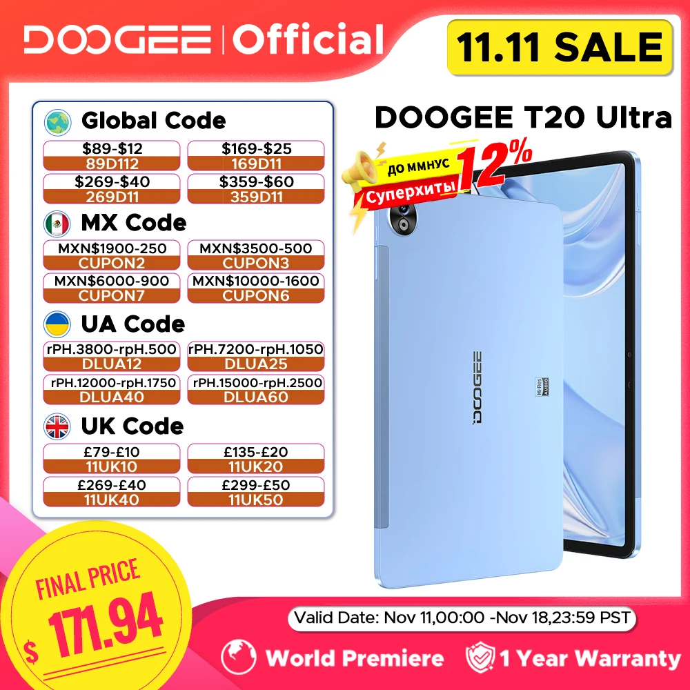 Global Version DOOGEE T20 Ultra Tablet 12