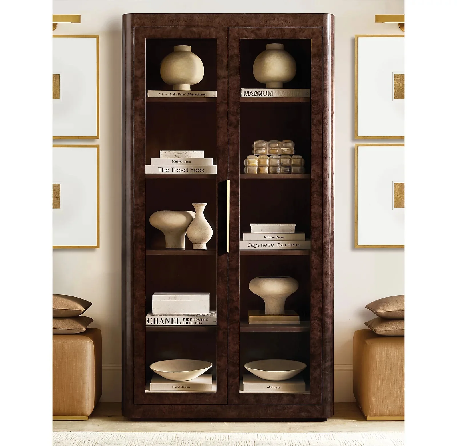 Country, solid wood storage bookcase villa model house designer