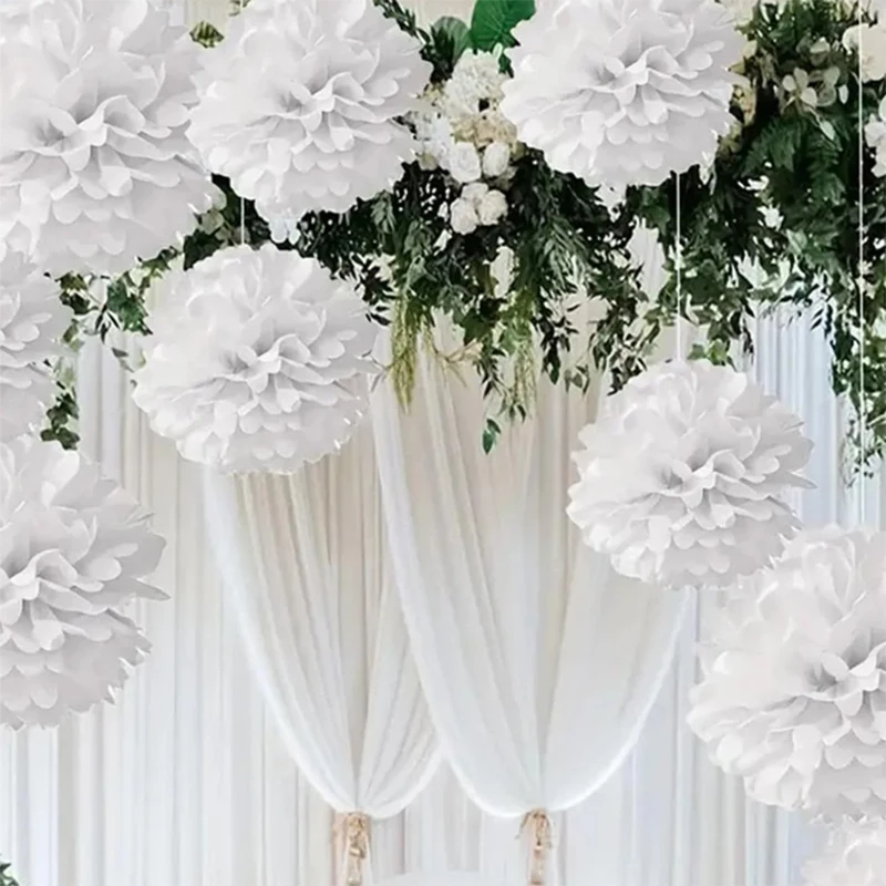 9pcs white paper flower balls, birthday party, wedding party decorations