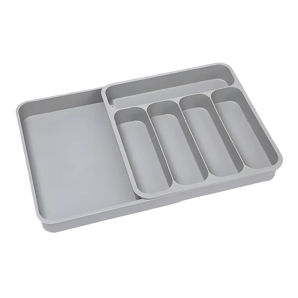 

Cutlery Drawer Organizer 3-Compartment Reusable PP Utensil Storage Holder for Kitchen Bathroom Closet Silverware Tray for Drawer