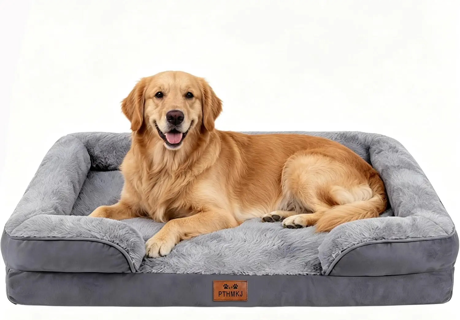 

Orthopedic Dog Bed for Large Dogs - Gel Memory Foam, Waterproof, Washable Cover, Bolster Support, Grey